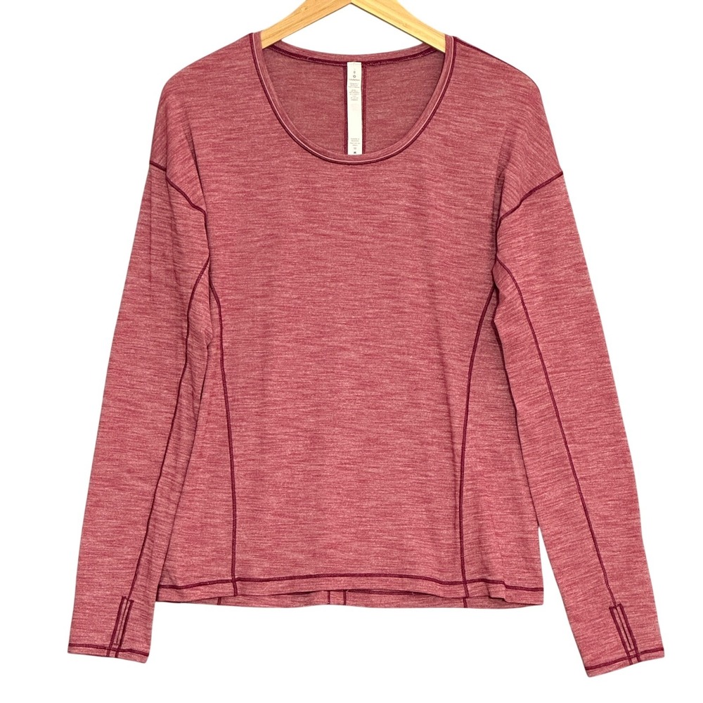 Lululemon Sweat Embrace Long Sleeve Top Size 8 Heathered Misty Merlot